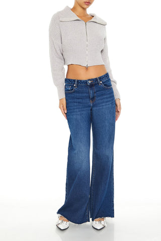 Cropped Zip-Up Sweater