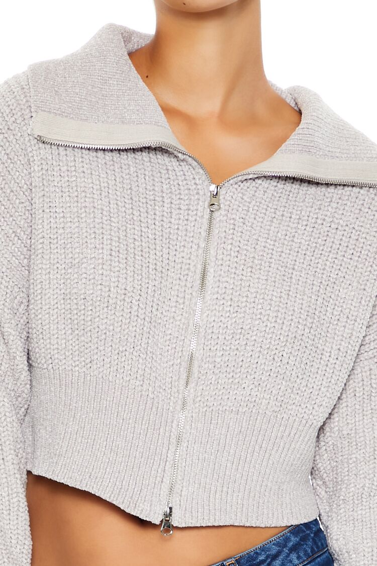  Forever 21 Cropped Zip-Up Sweater - black - Bonton