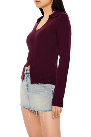 Ribbed Split-Hem Sweater