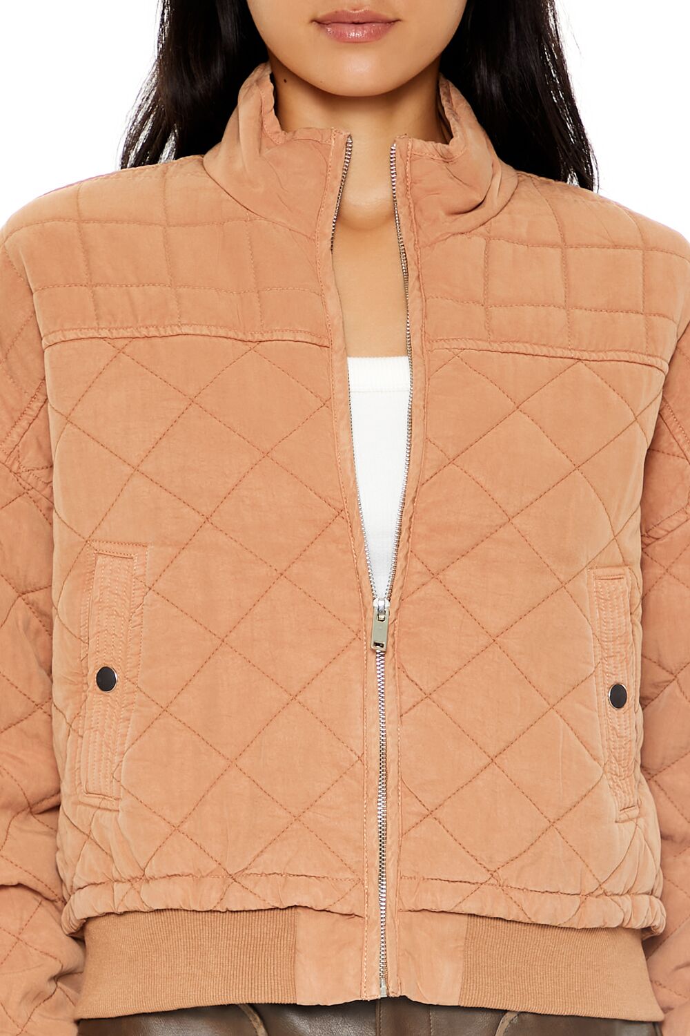  Forever 21 Quilted Zip-Up Bomber Jacket - black-swatch - Bonton