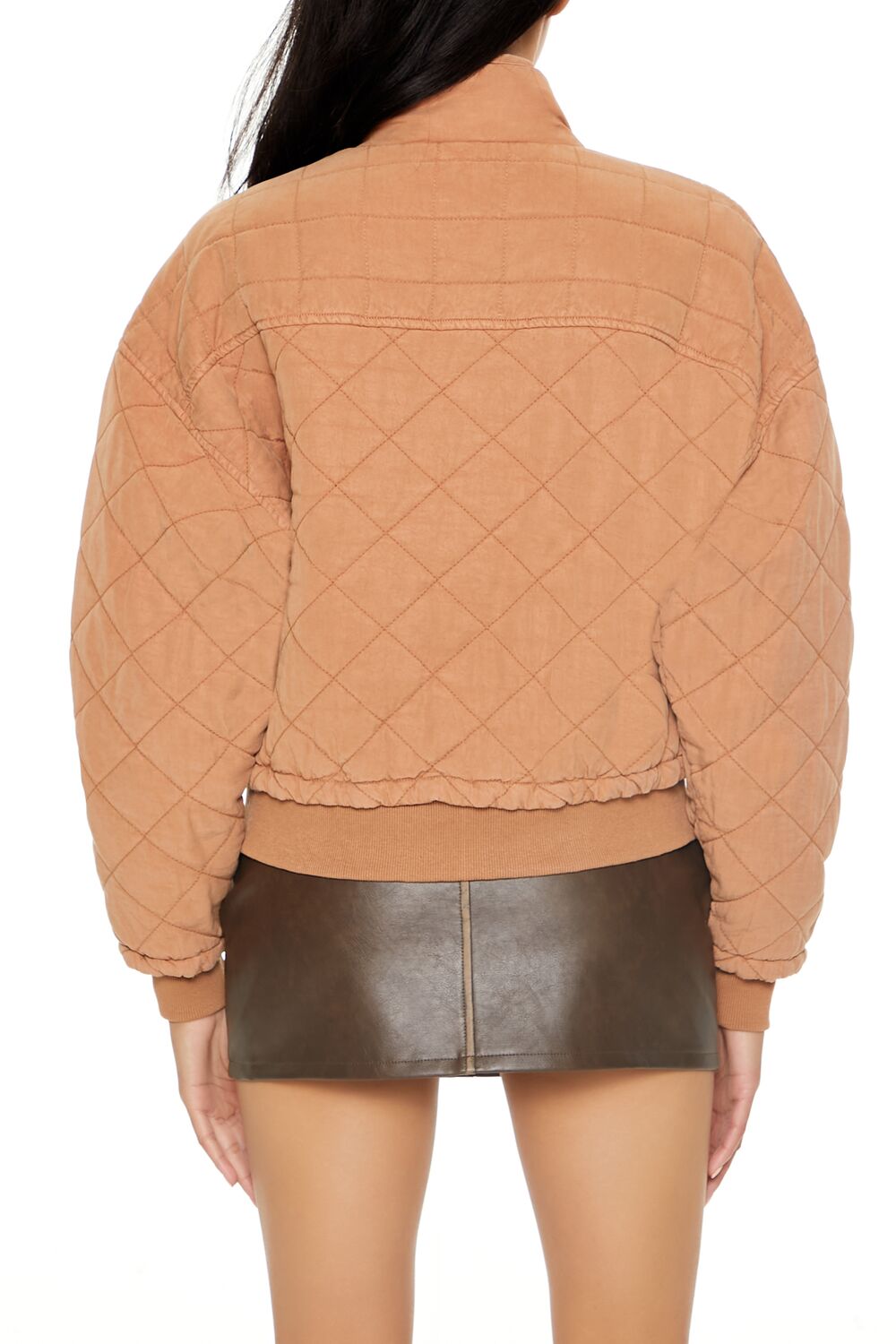  Forever 21 Quilted Zip-Up Bomber Jacket - black-swatch - Bonton