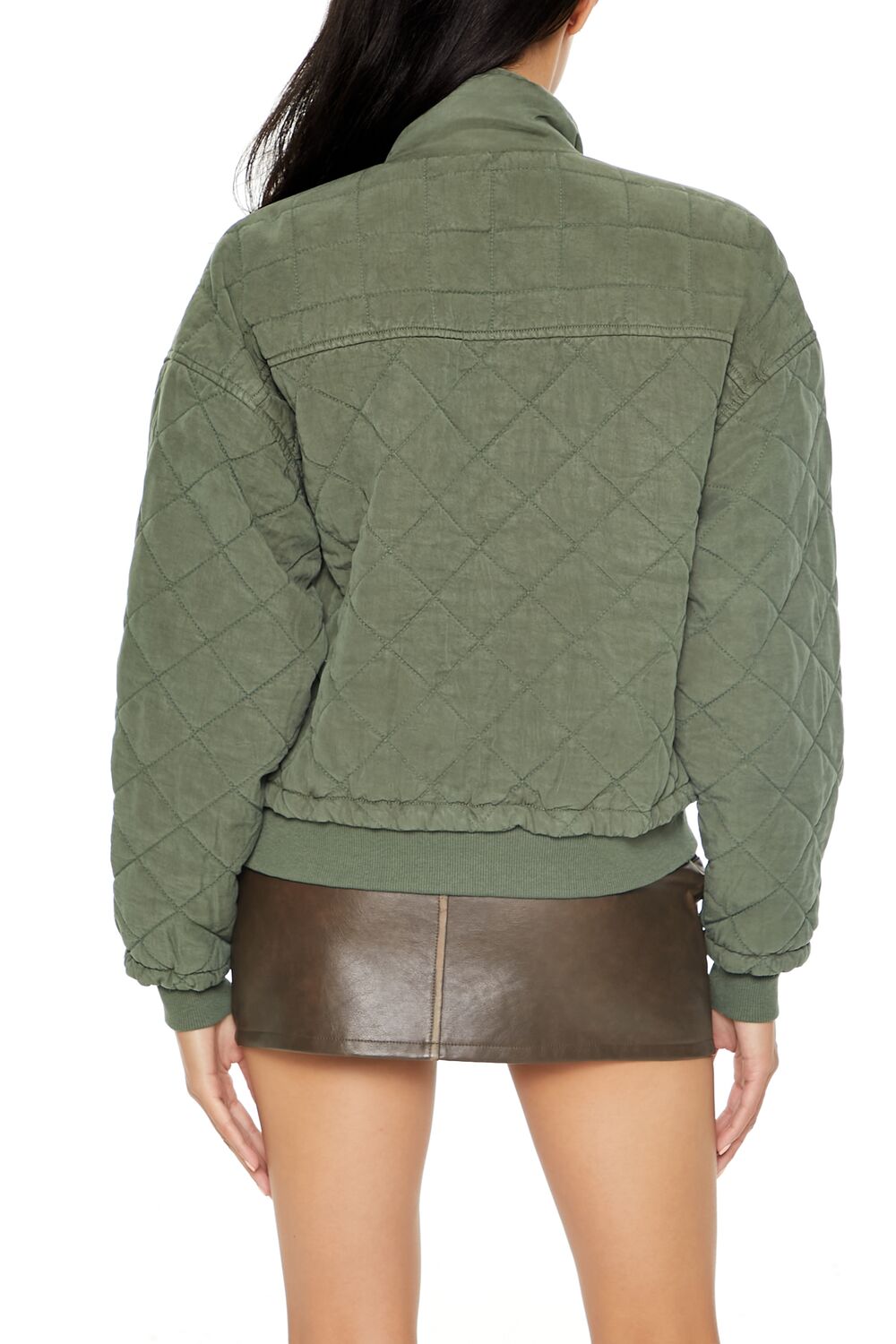  Forever 21 Quilted Zip-Up Bomber Jacket - black-swatch - Bonton