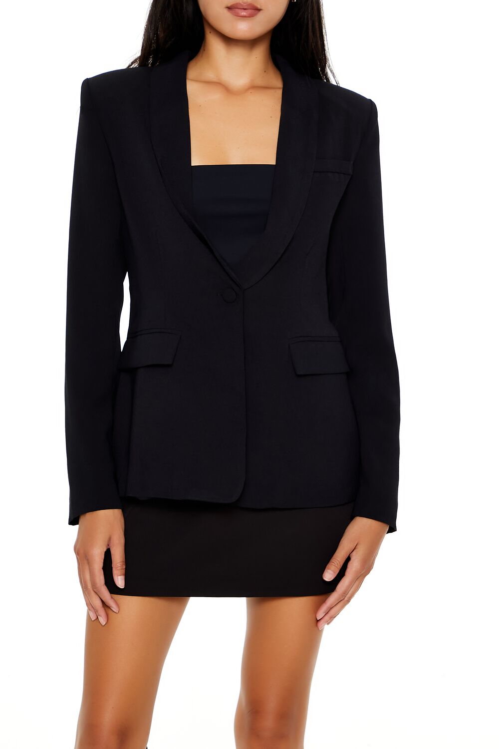  Forever 21 Shawl Lapel Blazer - black - Bonton