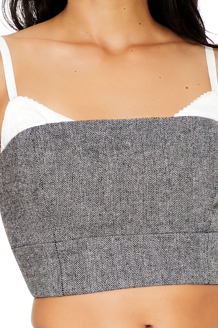  Forever 21 Cropped Tweed Combo Cami - grey multi - Bonton