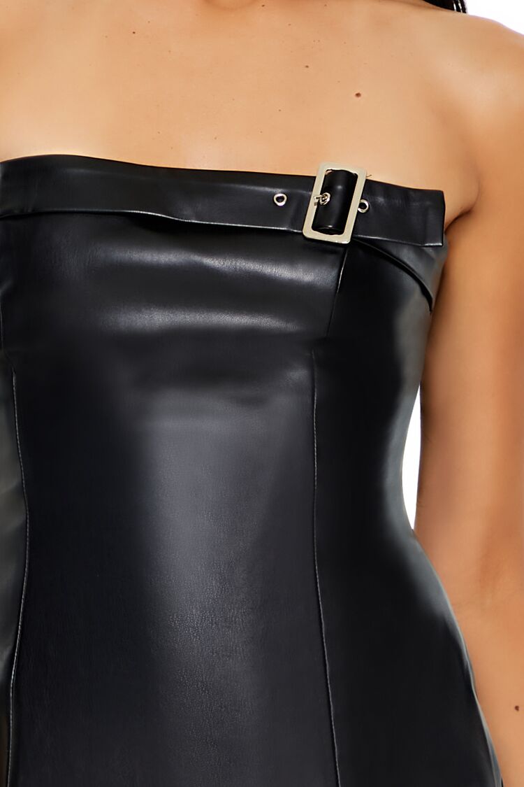  Forever 21 Faux Leather Tube Mini Dress - black - Bonton