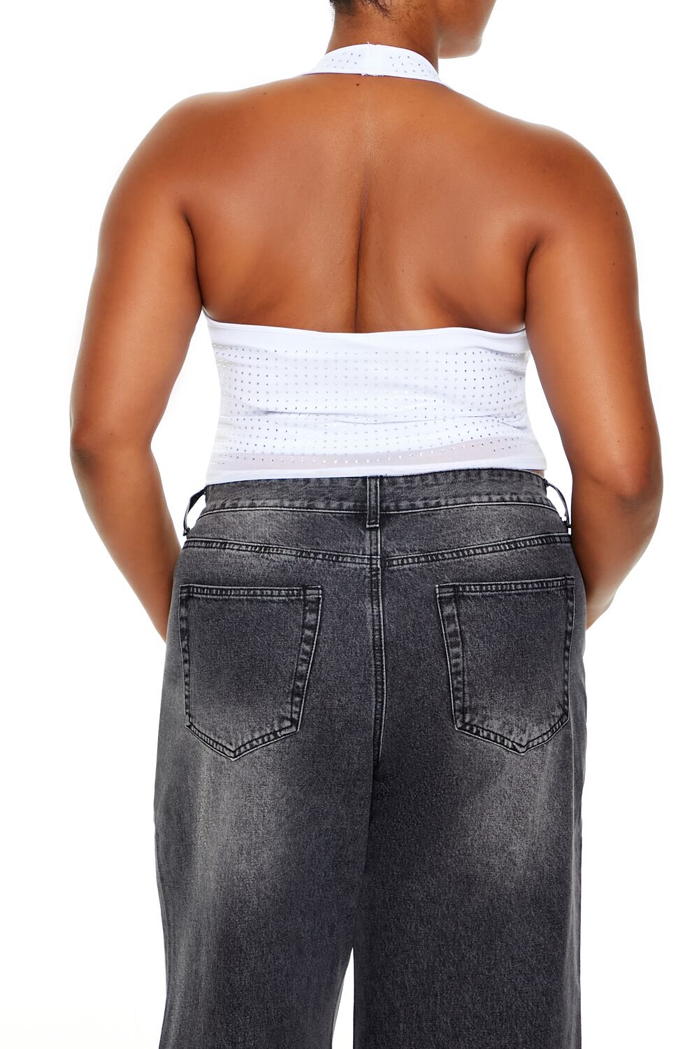  Forever 21 Plus Size Rhinestone Halter Top - white - Bonton