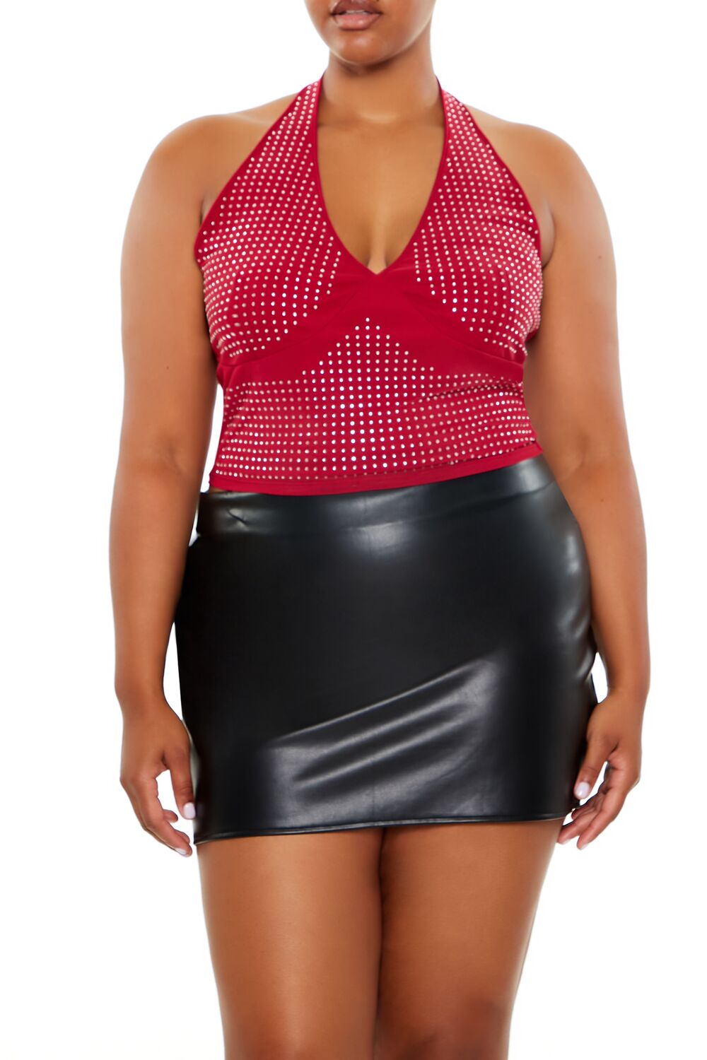  Forever 21 Plus Size Rhinestone Halter Top - white - Bonton