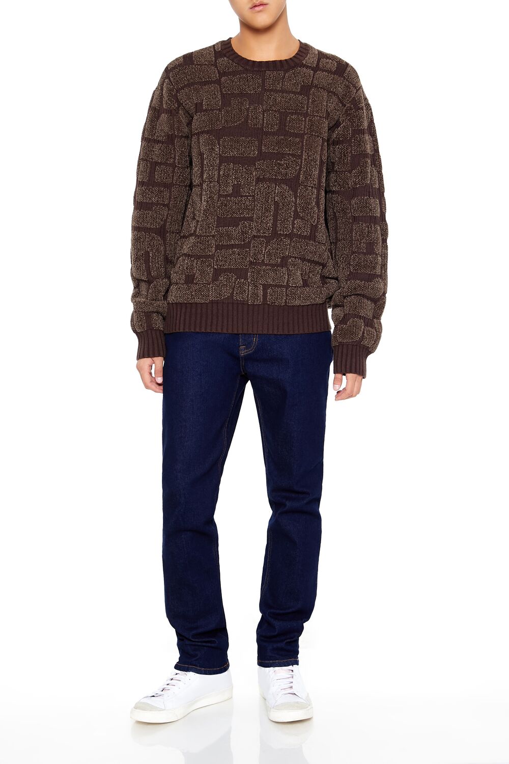  Forever 21 Geo Crew Sweater - cocoa oatmeal - Bonton