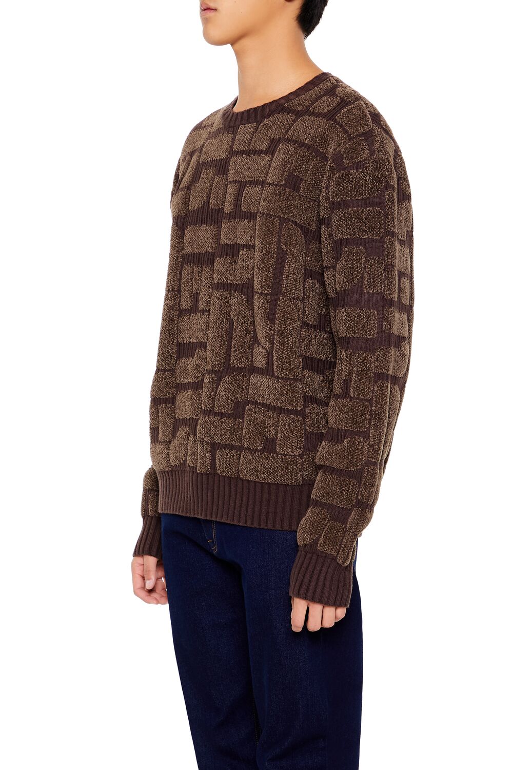  Forever 21 Geo Crew Sweater - cocoa oatmeal - Bonton