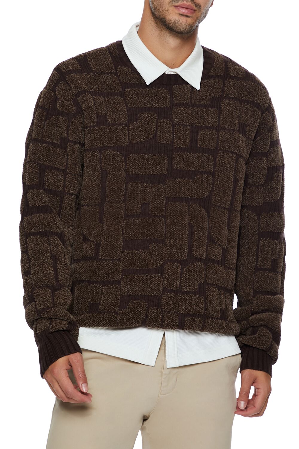  Forever 21 Geo Crew Sweater - cocoa oatmeal - Bonton