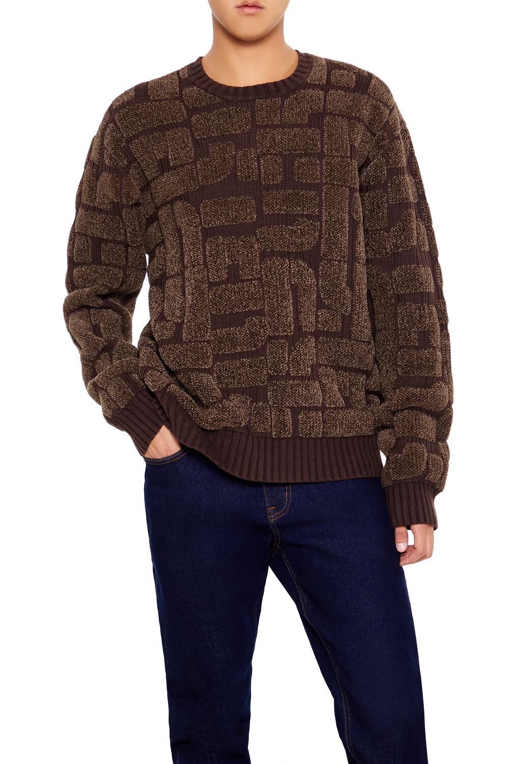  Forever 21 Geo Crew Sweater - cocoa oatmeal - Bonton