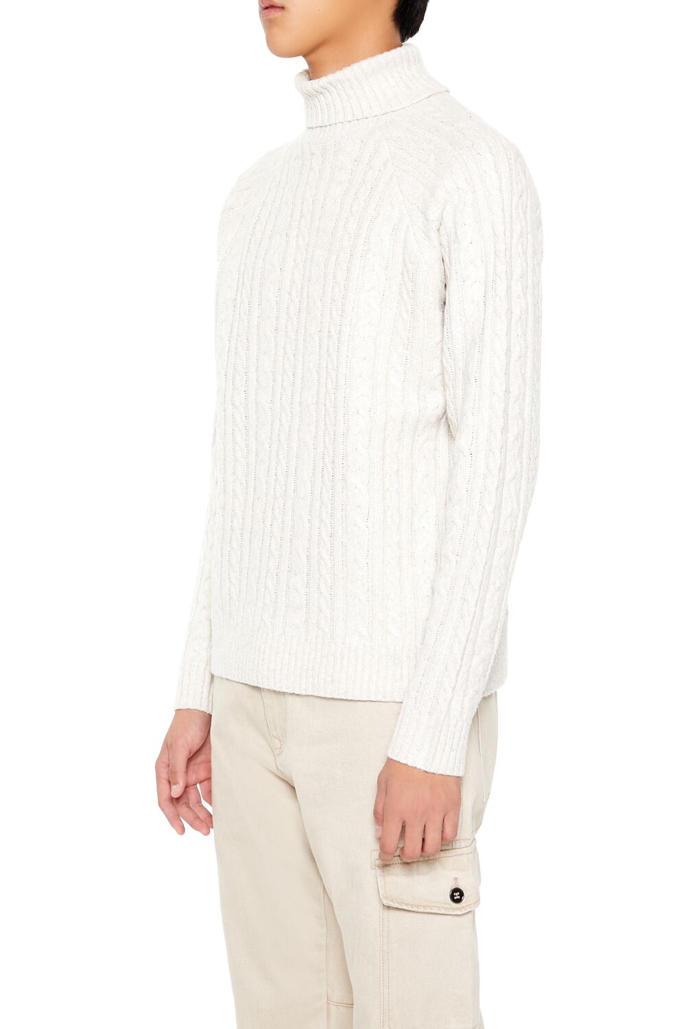  Forever 21 Cable Knit Turtleneck Sweater - cream - Bonton
