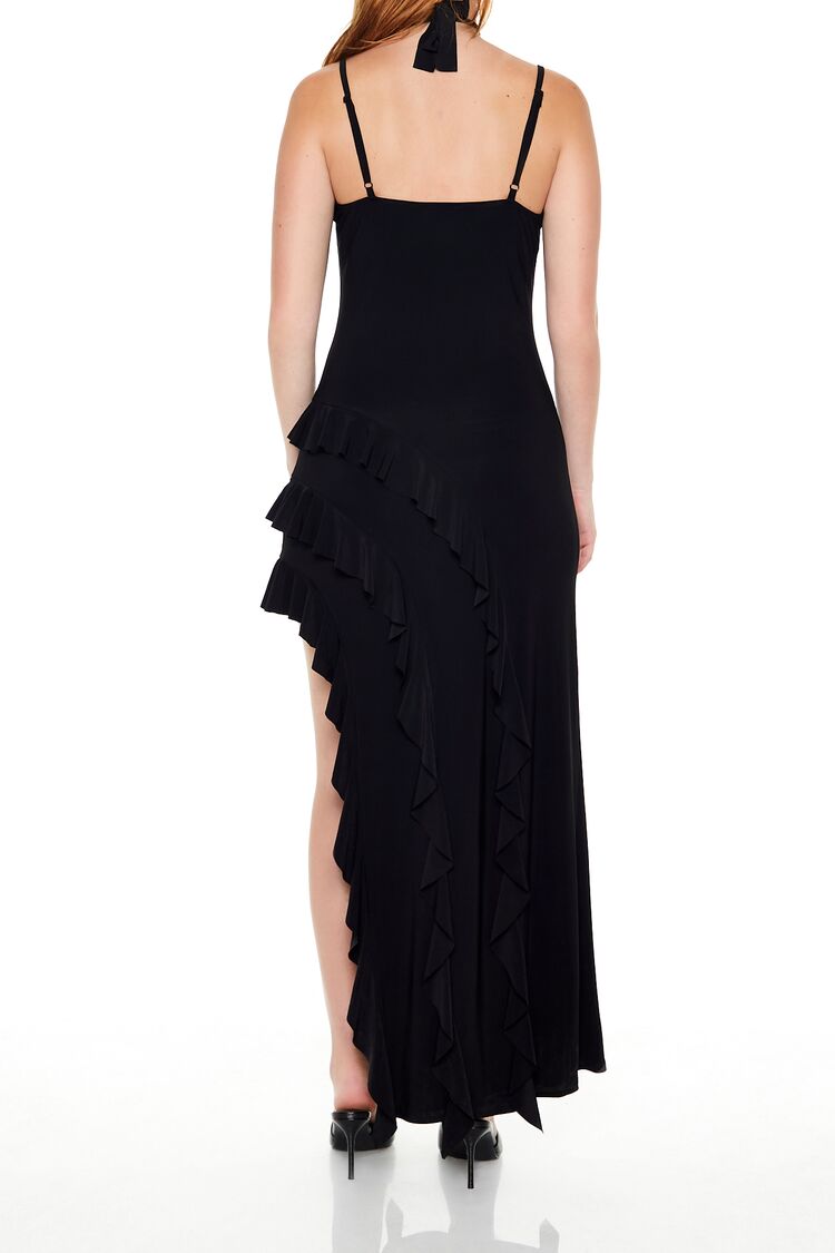  Forever 21 Asymmetrical Ruffle Maxi Dress - black-swatch - Bonton