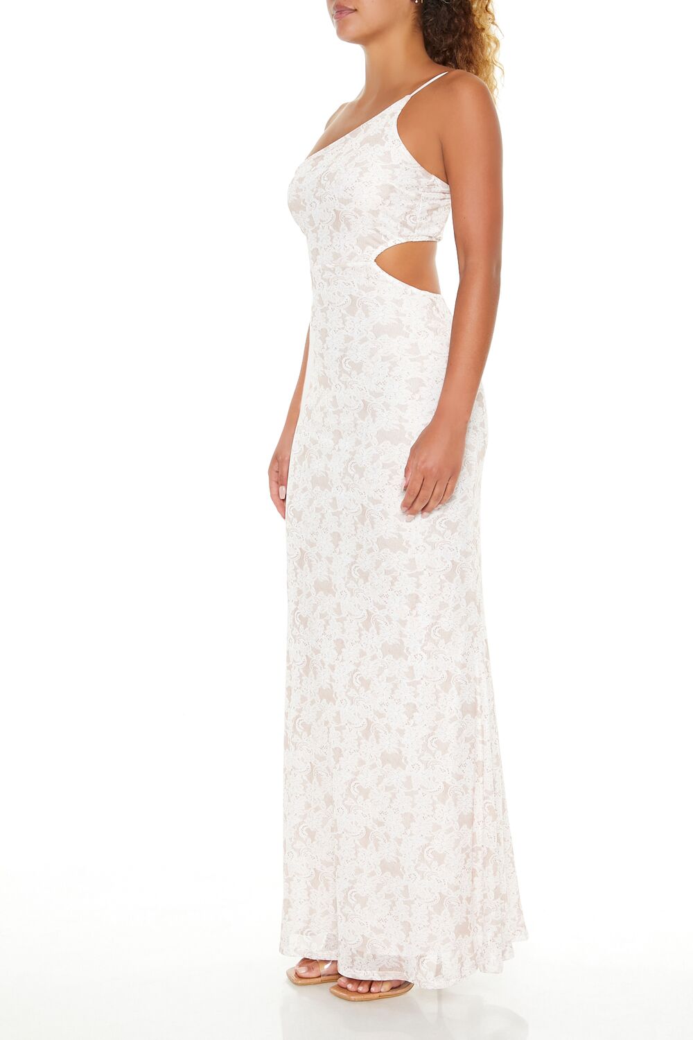  Forever 21 Floral Lace Cutout Maxi Dress - cream-multi - Bonton