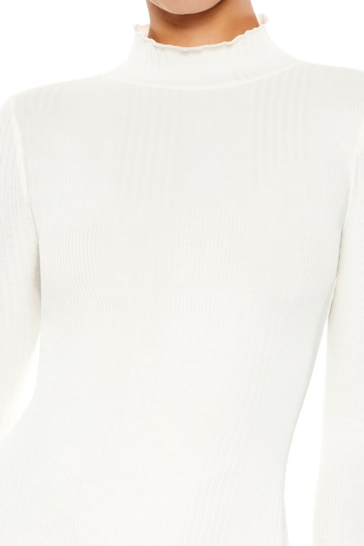  Forever 21 Ribbed Knit Mock Neck Mini Dress - vanilla - Bonton