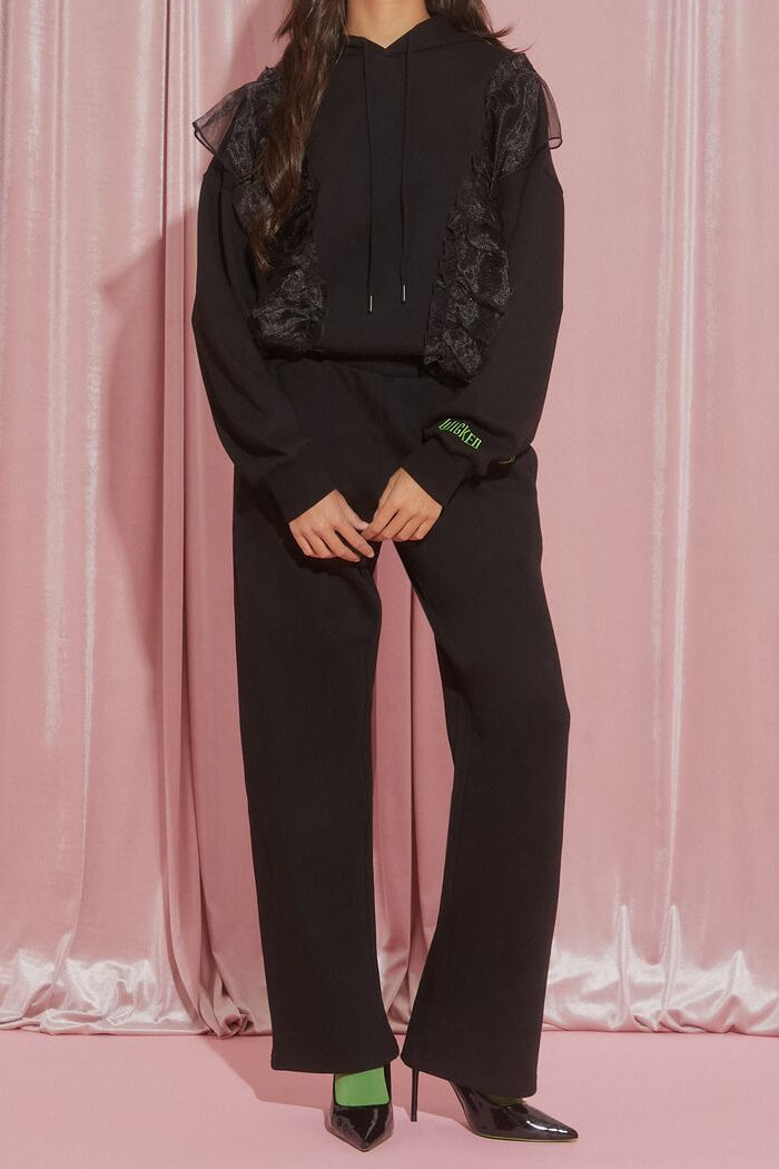  Forever 21 Wicked Witch Ruffle Hoodie - black multi - Bonton