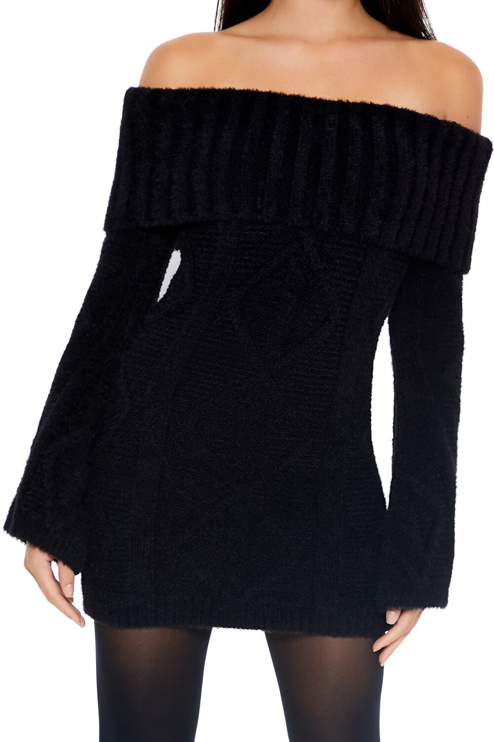  Forever 21 Off-the-Shoulder Mini Sweater Dress - egret-swatch - Bonton