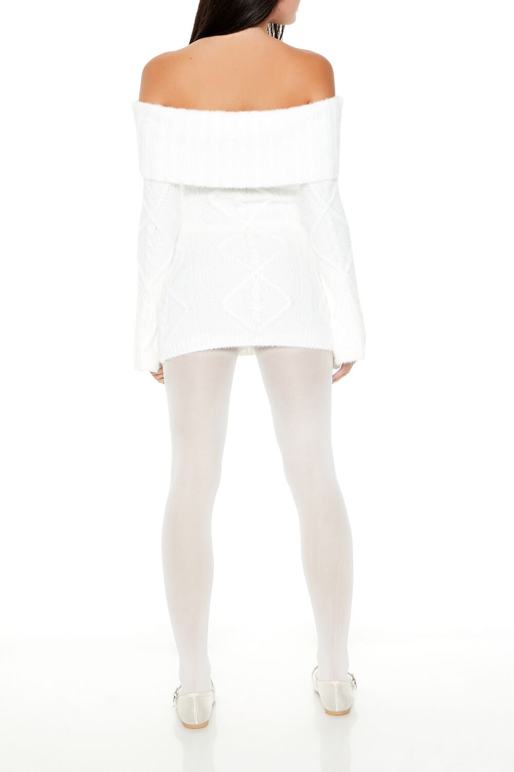  Forever 21 Off-the-Shoulder Mini Sweater Dress - egret-swatch - Bonton