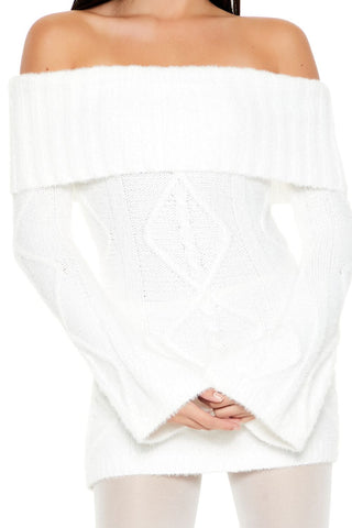 Off-the-Shoulder Mini Sweater Dress