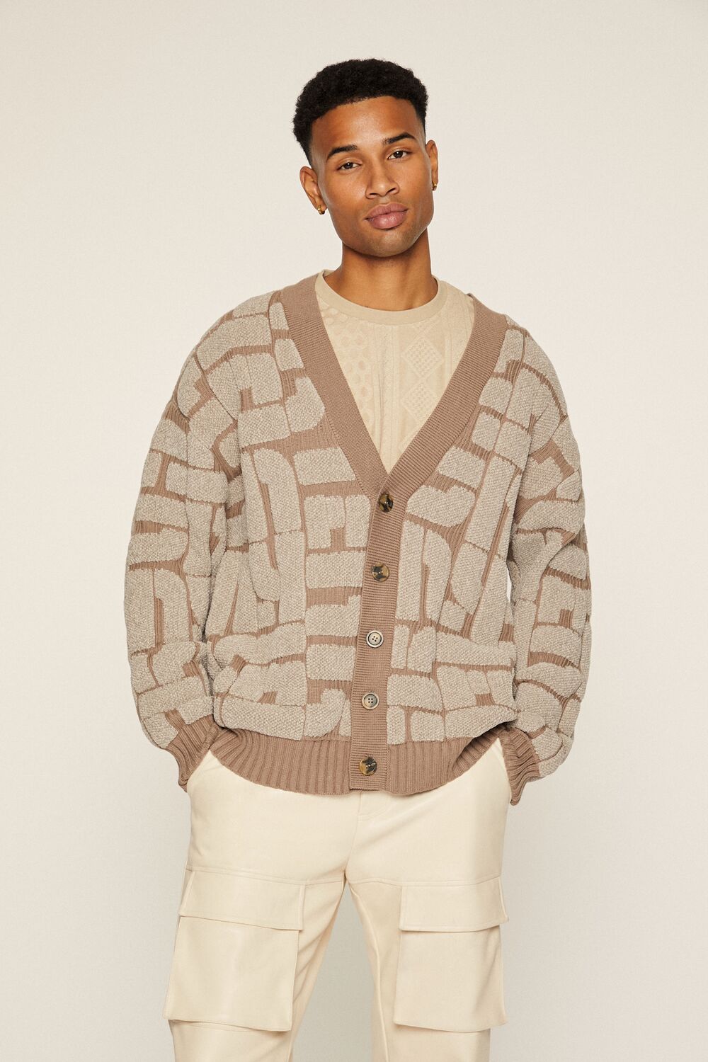  Forever 21 Geo Cardigan Sweater - oatmeal taupe - Bonton