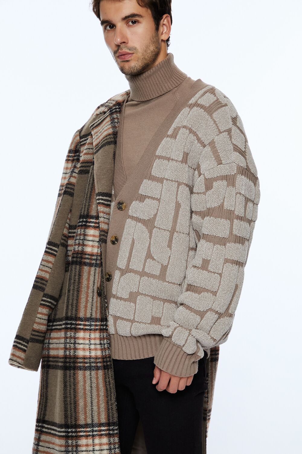  Forever 21 Geo Cardigan Sweater - oatmeal taupe - Bonton