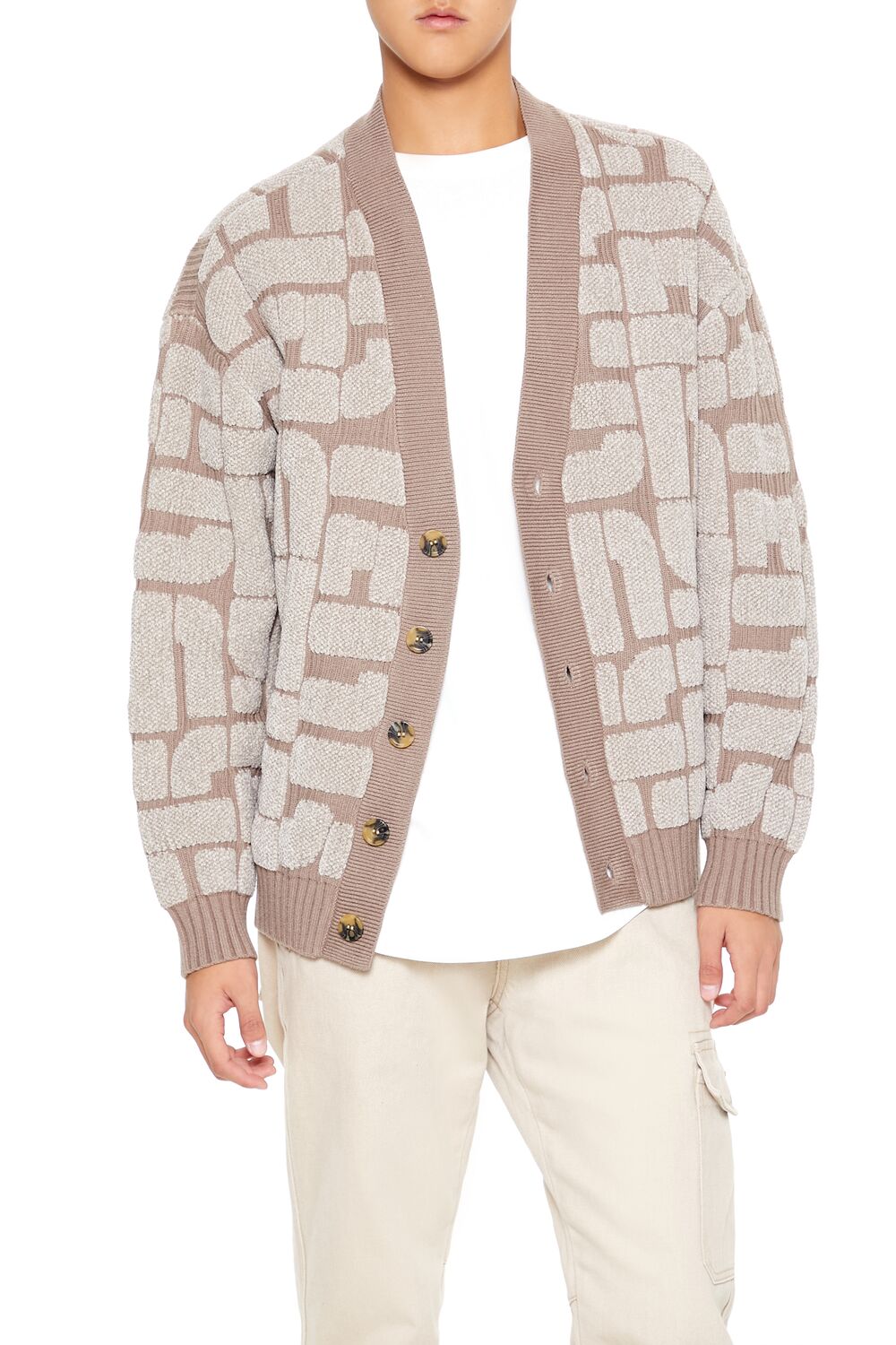  Forever 21 Geo Cardigan Sweater - oatmeal taupe - Bonton