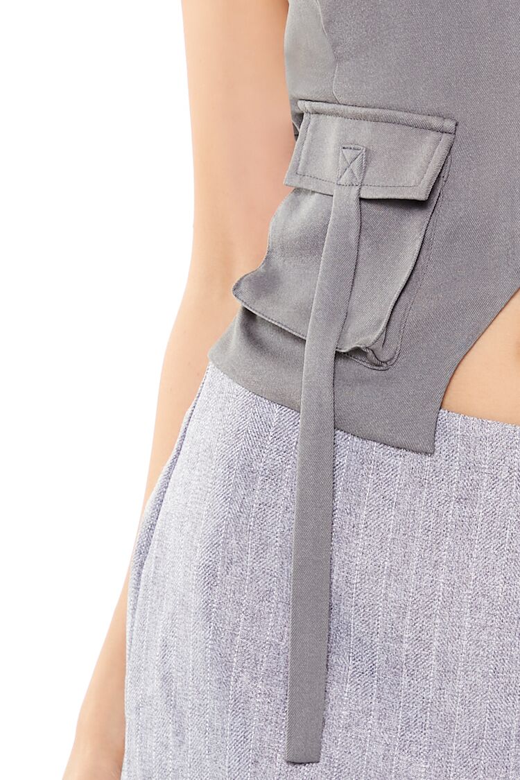  Forever 21 Split-Hem Halter Top - grey - Bonton
