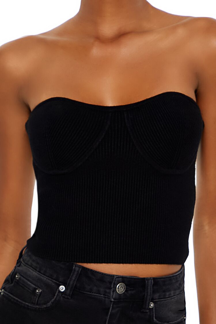 Forever 21 Sweater-Knit Tube Top - black - Bonton