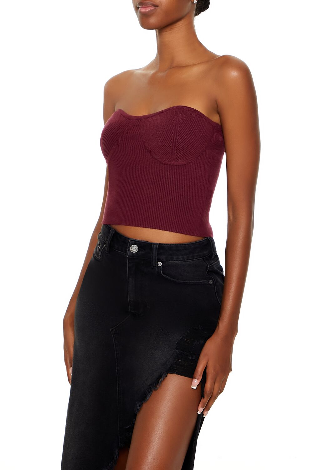  Forever 21 Sweater-Knit Tube Top - black - Bonton