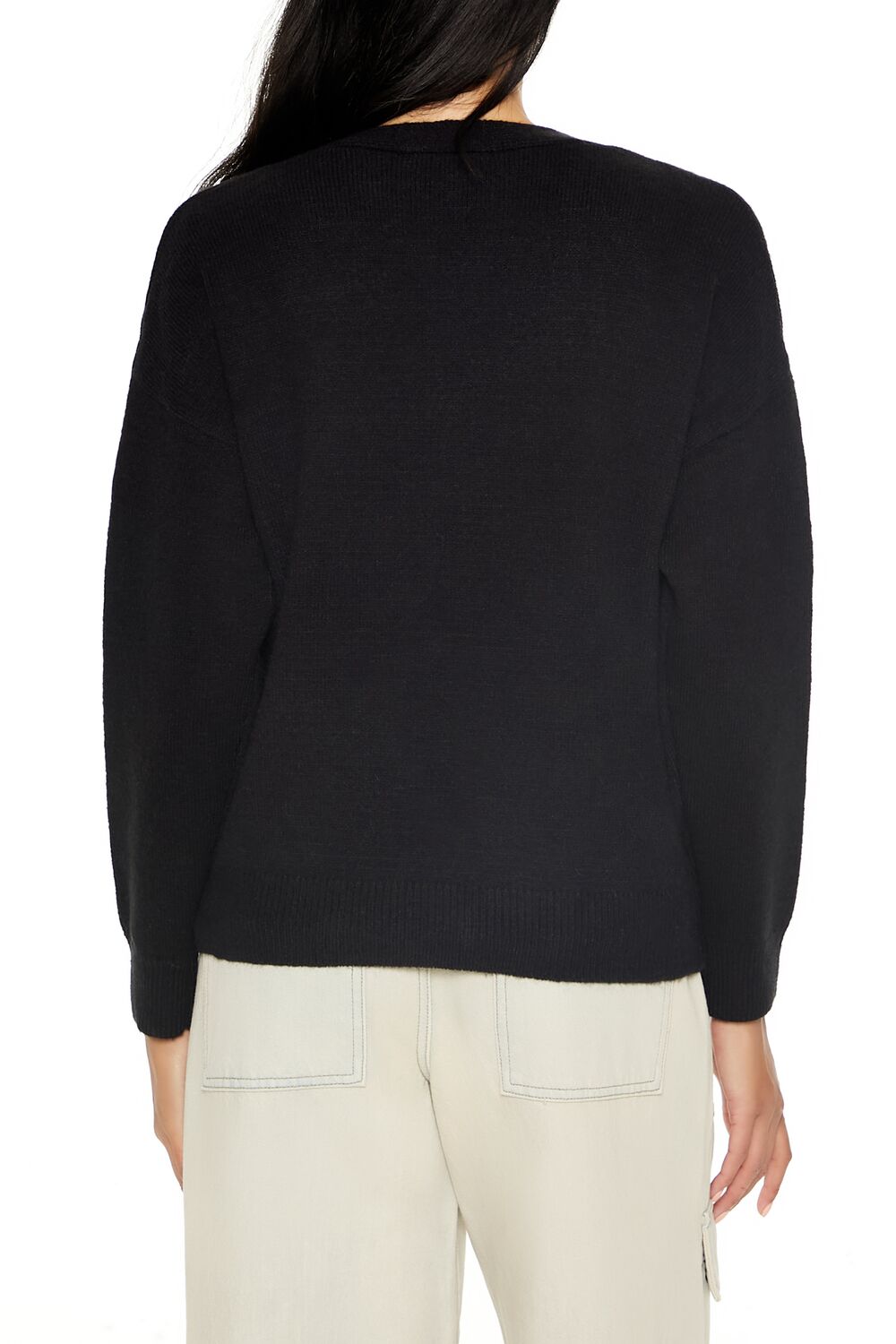  Forever 21 Drop-Sleeve Zip-Up Sweater - dark green - Bonton