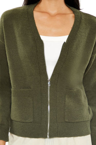 Drop-Sleeve Zip-Up Sweater