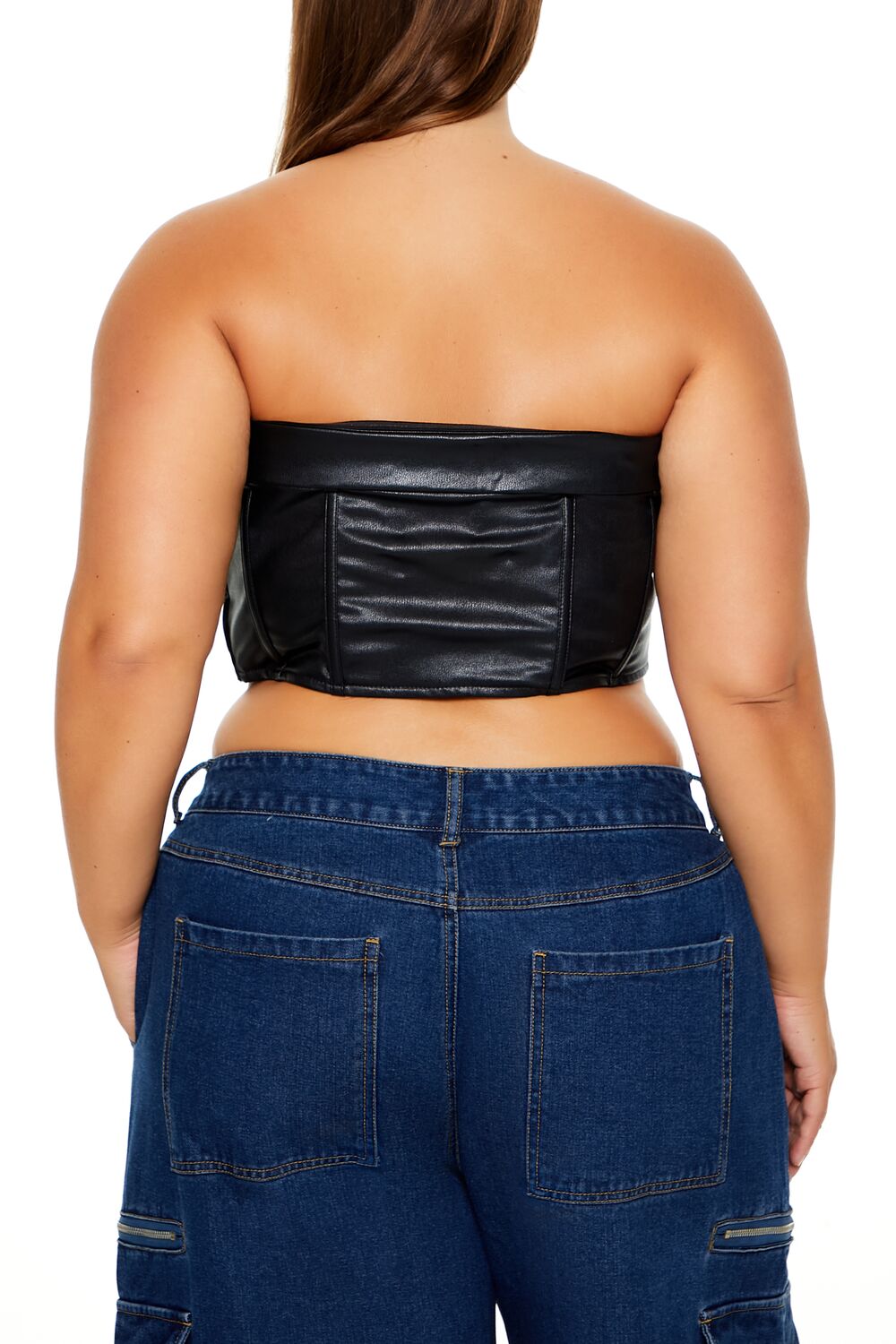  Forever 21 Plus Size Faux Leather Tube Top - black - Bonton