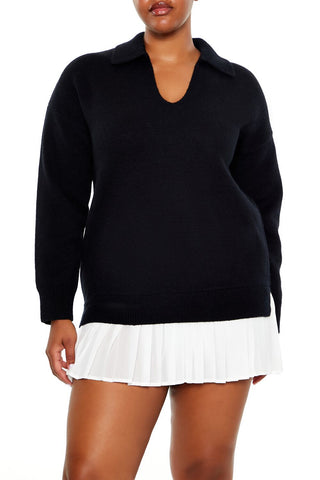 Plus Size Combo Sweater Dress