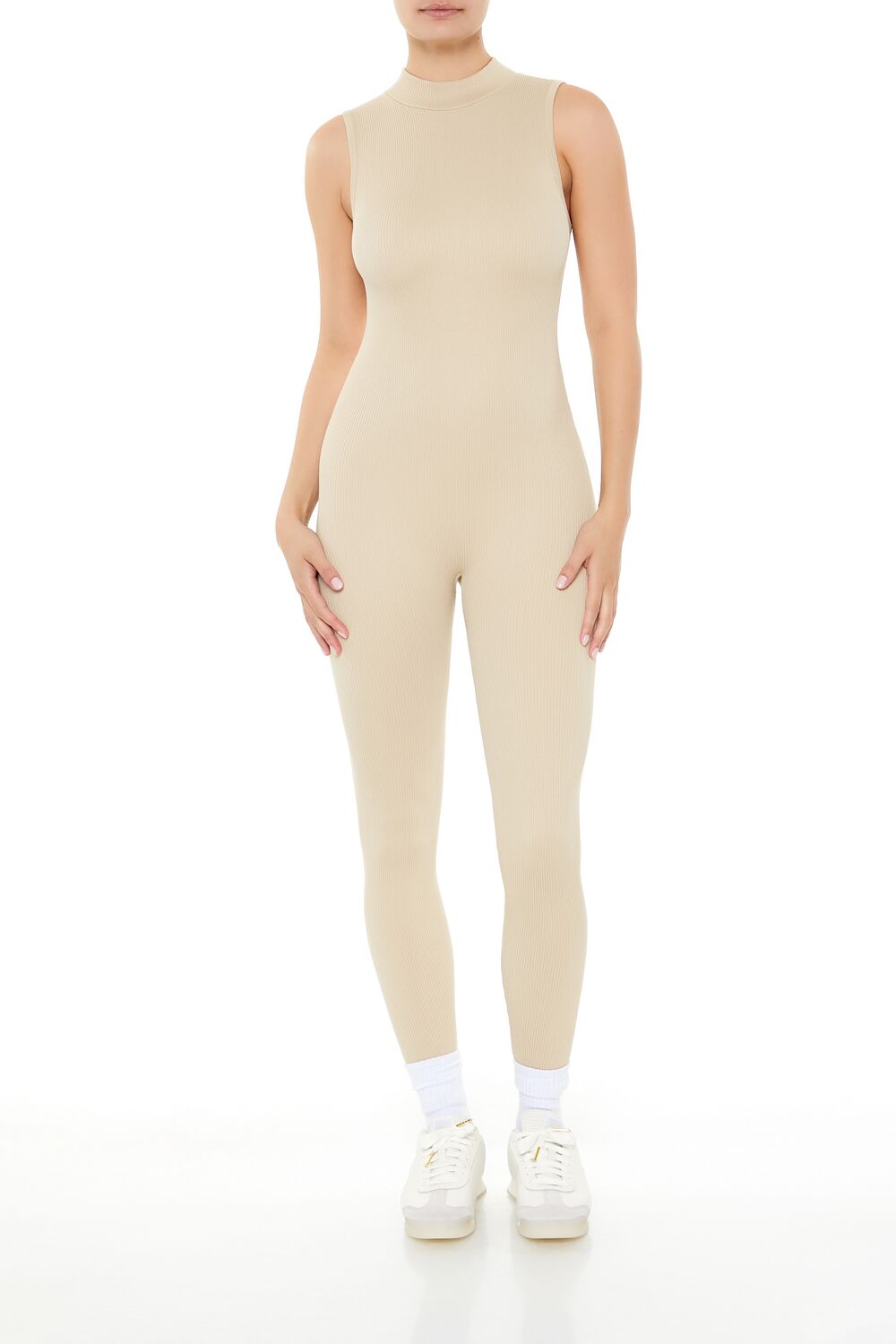  Forever 21 Sleeveless Mock Neck Jumpsuit - lilac-sheen - Bonton