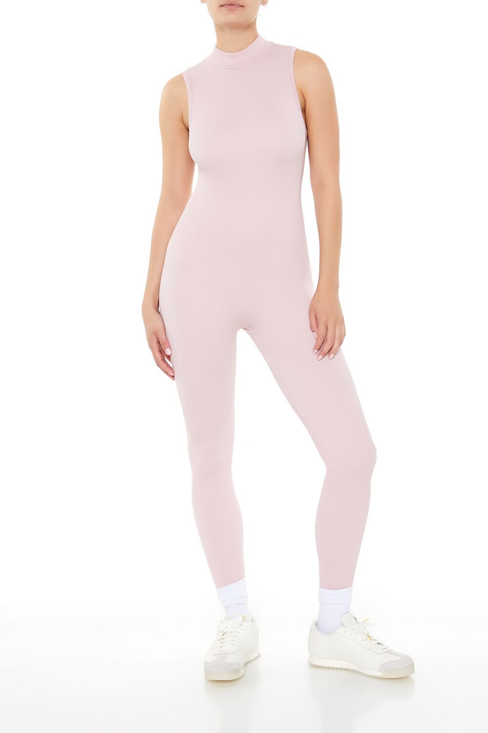  Forever 21 Sleeveless Mock Neck Jumpsuit - lilac-sheen - Bonton