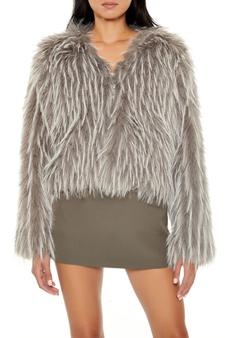 Cropped Faux Fur Coat