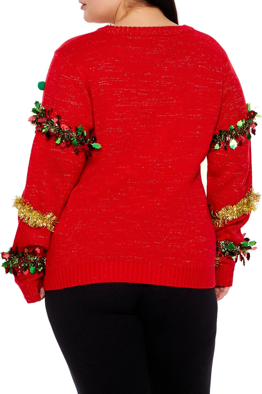  Forever 21 Plus Size Garland Pom Pom Sweater - red multi - Bonton
