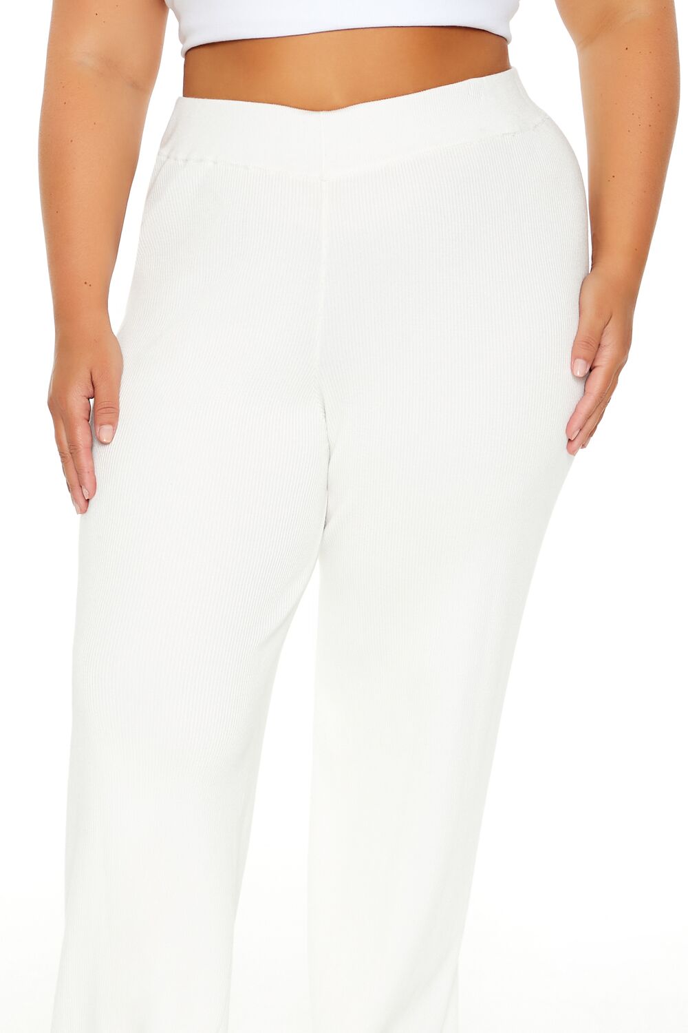  Forever 21 Plus Size Sweater-Knit Wide-Leg Pants - cream - Bonton