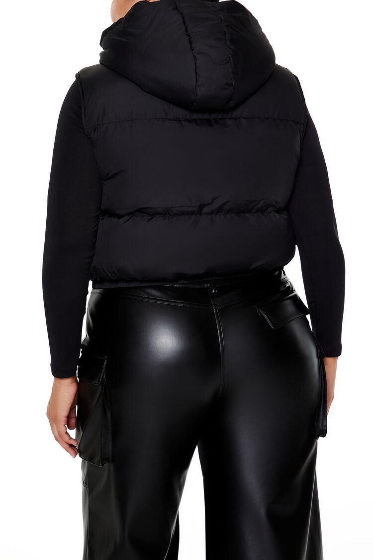  Forever 21 Plus Size Hooded Puffer Vest - black-swatch - Bonton
