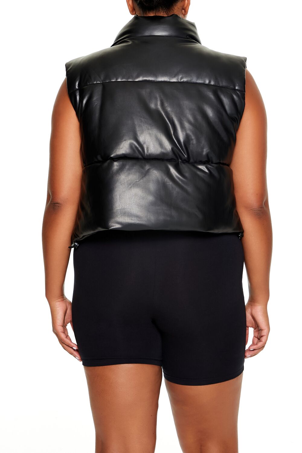  Forever 21 Plus Size Faux Leather Puffer Vest - black - Bonton