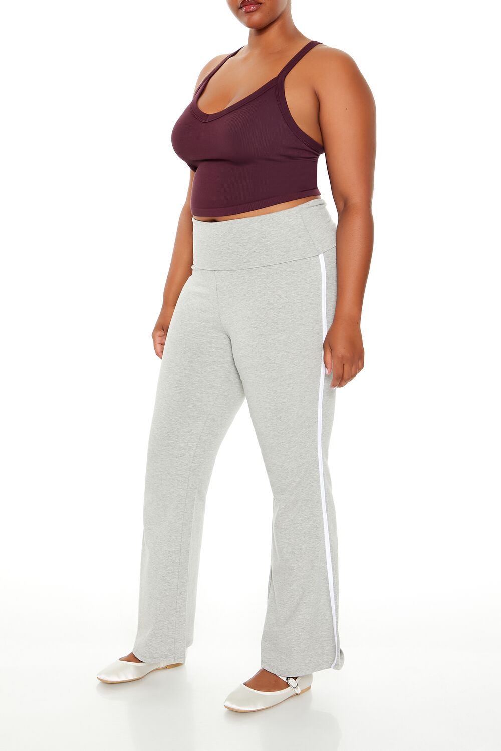  Forever 21 Plus Size Two-Tone Flare Leggings - heather-grey - Bonton
