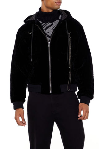 Hooded Velvet Wallet Chain Jacket