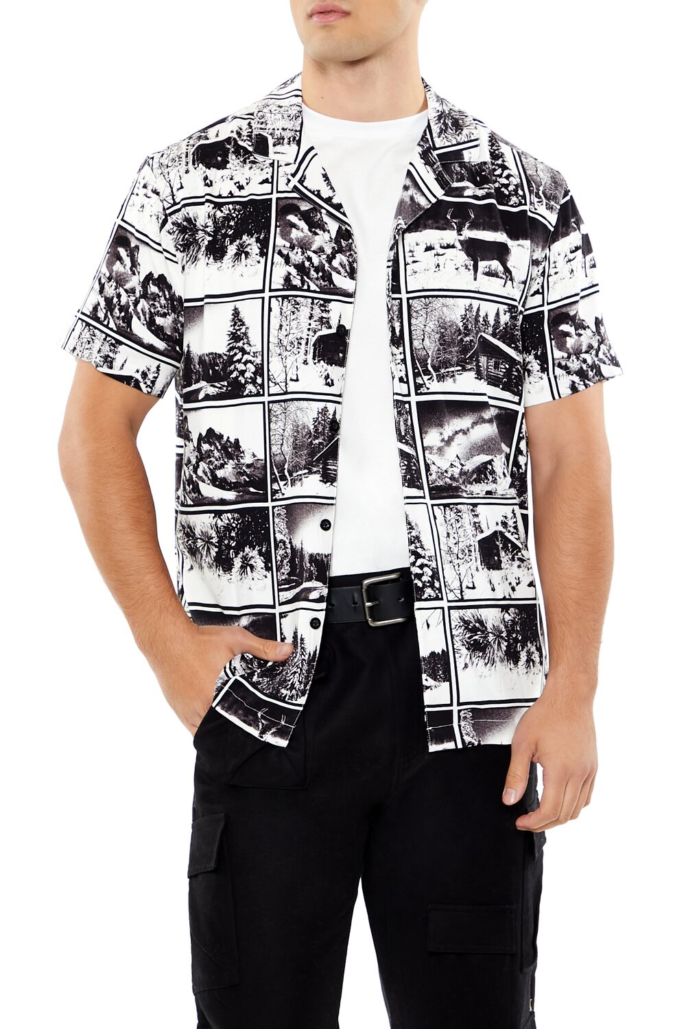  Forever 21 Winter Landscape Graphic Shirt - black multi - Bonton