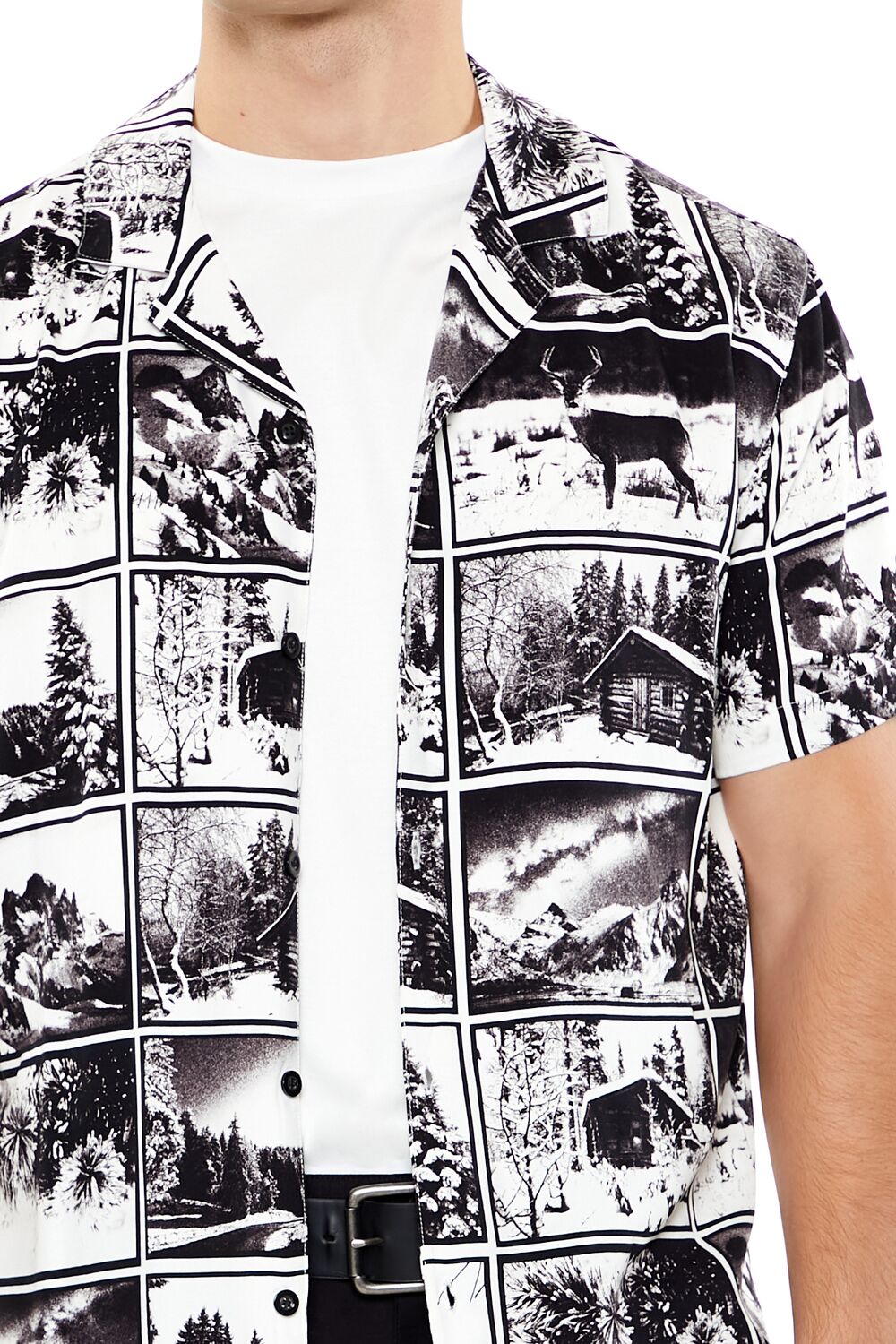  Forever 21 Winter Landscape Graphic Shirt - black multi - Bonton