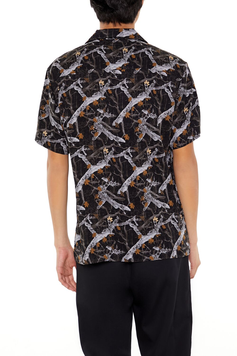  Forever 21 Leaf Print Short-Sleeve Shirt - black multi - Bonton