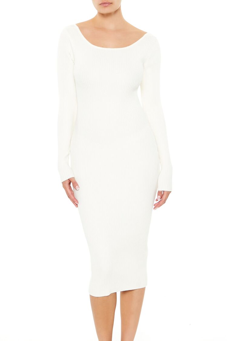  Forever 21 Twist-Back Midi Sweater Dress - black-swatch - Bonton