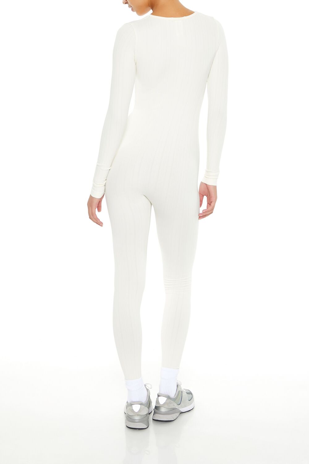  Forever 21 Scoop Ribbed Knit Jumpsuit - ivory - Bonton