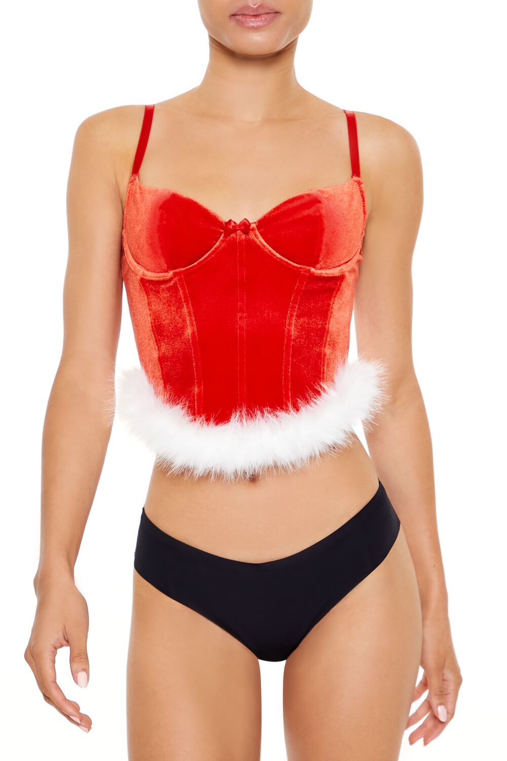  Forever 21 Velvet Santa Lingerie Corset Cami - high-risk-red - Bonton