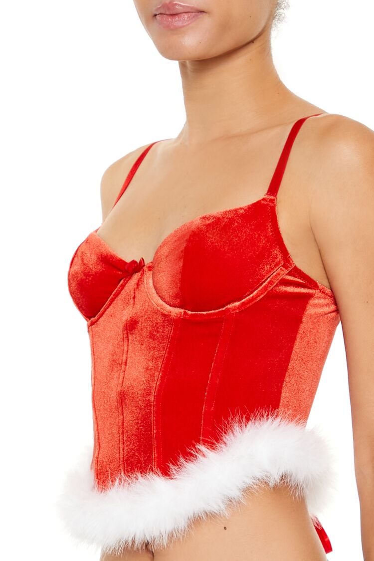  Forever 21 Velvet Santa Lingerie Corset Cami - high-risk-red - Bonton