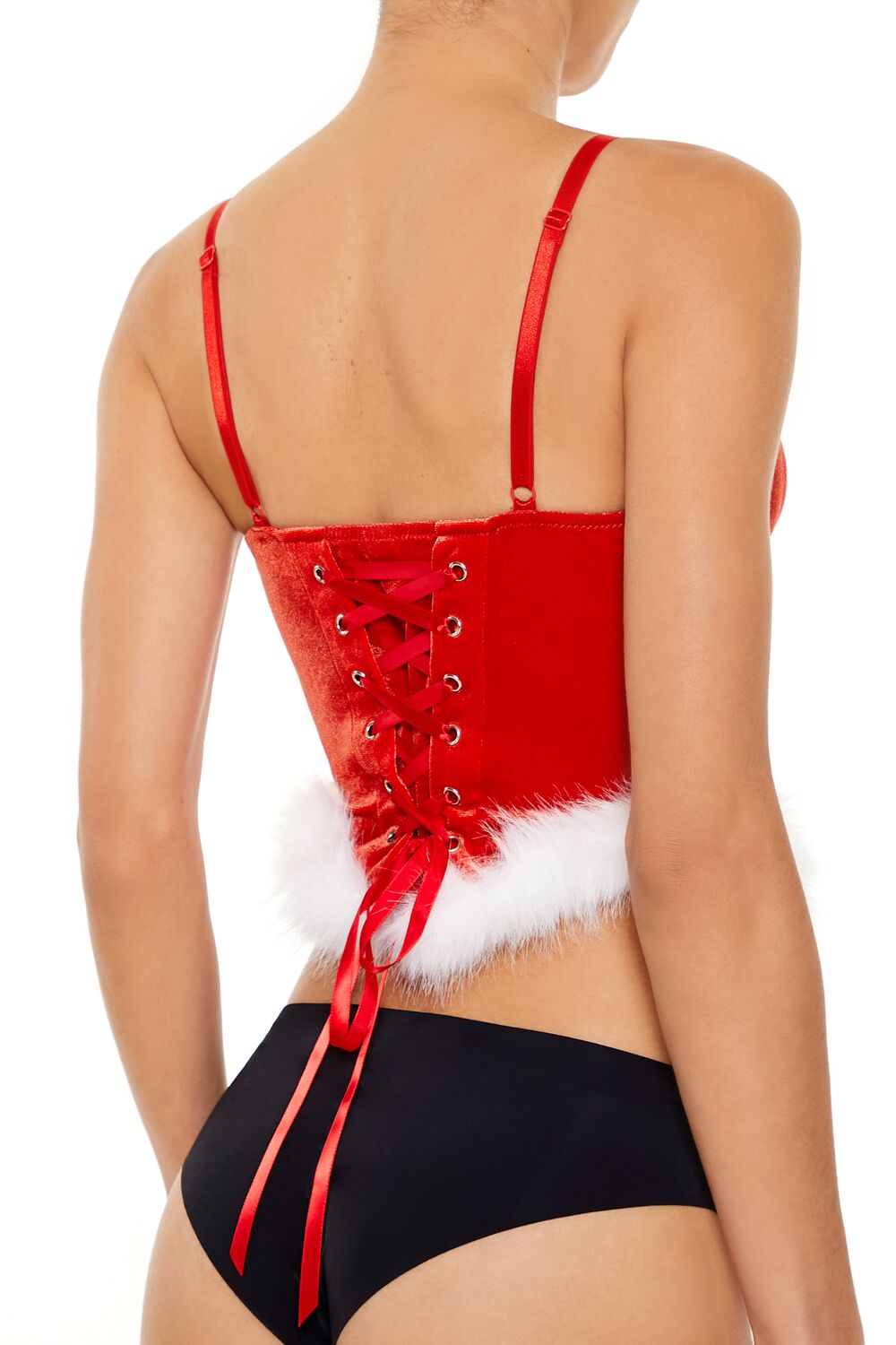  Forever 21 Velvet Santa Lingerie Corset Cami - high-risk-red - Bonton